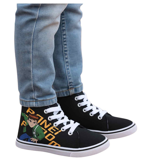 Sznurowane czarne trampki chłopięce /C6-1 7549 S097/