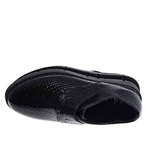 Czarne dziewczęce półbuty na rzep /D2-3 14936 T039/