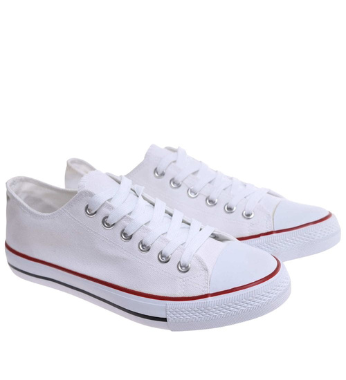 Trampki męskie Sznurowane białe z tkaniny /B7-3 18062 T233/