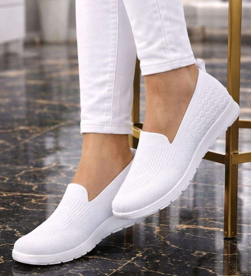 Wkładane białe damskie buty sportowe /F7-2 14150 T234/