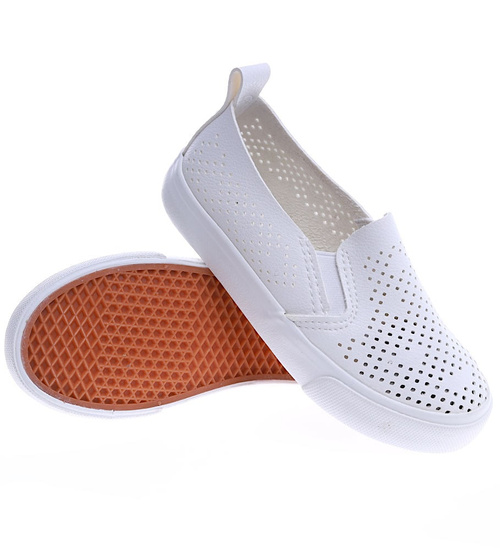 Ażurowe wsuwane trampki slip on Białe /A2-2 13764 T122/