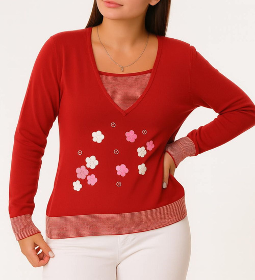 Czerwona bluzka sweter damski /H2 K20 ub991 S0/