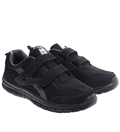 Męskie czarne buty sportowe na rzepy /D6-2 16682 T384/