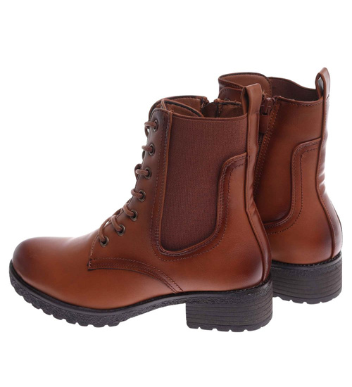 Karmelowe botki trapery damskie /G8-3 18272 W388/