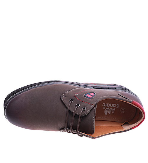 Sznurowane półbuty męskie Brązowe /A5-1 14678 T487/