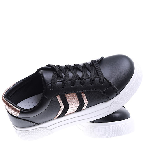 Czarne wiązane trampki na platformie /C2-2 15788 T231/