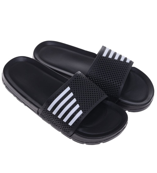 Klapki damskie na basen wodoodporne czarne ażurowe /F7-1 18638 T187/