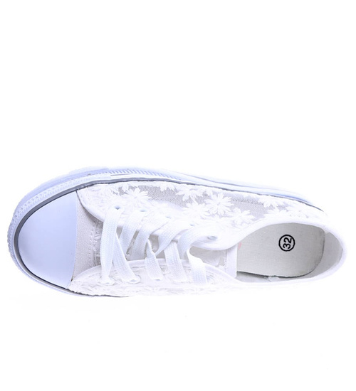 Ażurowe białe trampki dla dziewczynki /B1-2 3222 T144/