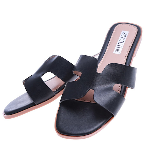 Gładkie czarne klapki damskie /G9-2 14436 T441/