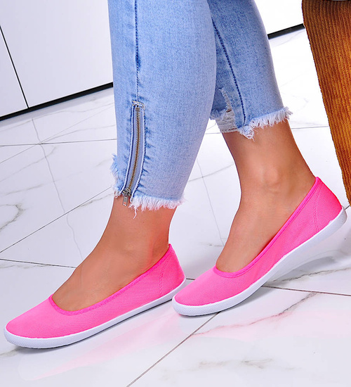 Lekkie tenisówki damskie jak balerinki RÓŻOWE /G12-2 1853 S028/