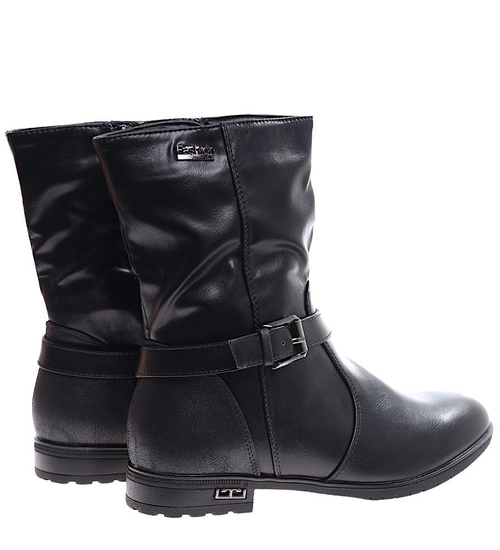 Wysokie czarne botki damskie /J5-3 16947 T230/