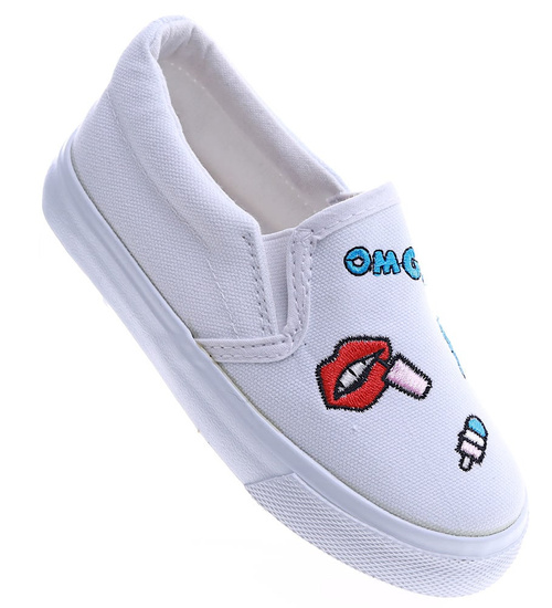 Wsuwane białe dziecięce tenisówki slip on /B6-2 13527A T9/