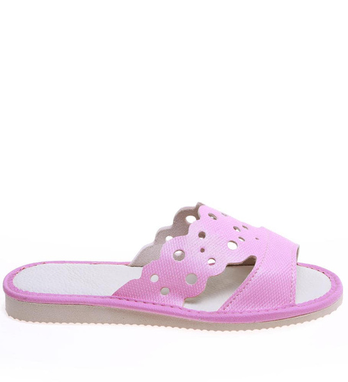 Różowe ażurowe domowe klapki kapcie /A10-1 16170 S165/