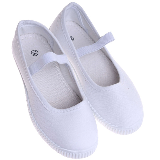 Wsuwane białe dziewczęce tenisówki balerinki czeszki z paseczkiem /B2-2 17308 T125/
