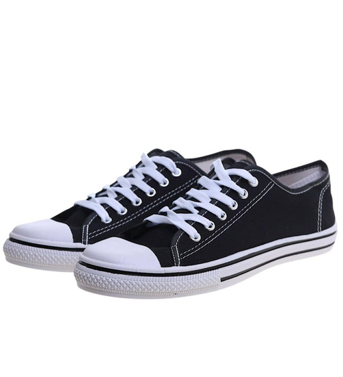 Sznurowane czarne trampki męskie /C6-1 13757 T291/