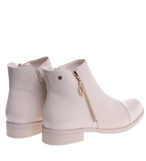 Zimowe beżowe botki damskie ocieplane /L3-2 18544 W222/