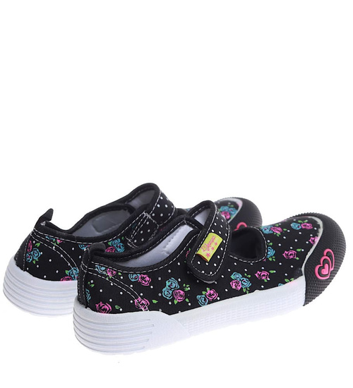 Dziewczęce wycięte czarne tenisówki z rzepem /G12-1 16889 T1-6/