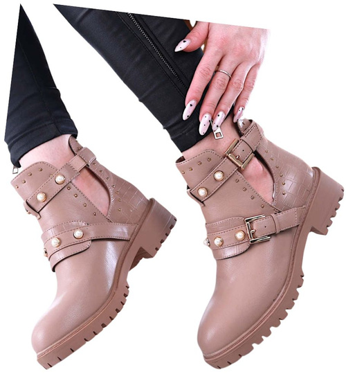 Wycięte botki damskie Cappucino /E7-3 13401 S290/