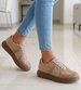 Zamszowe trampki damskie na platformie Khaki /D2-1 18815 W288/