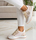 Sznurowane damskie buty sportowe Beżowe /D7-3 12348 T697/