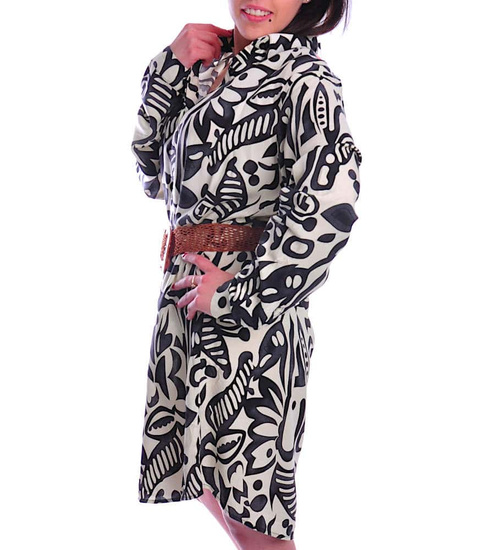 Modna beżowo czarna tunika damska Plus Size /H-1 UB264 U495/