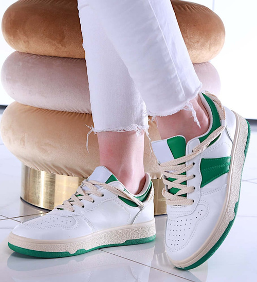 Biało zielone trampki z niską cholewką /D9-2 13536 T285/