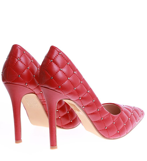 Czerwone czółenka damskie na szpilce /F10-3 16202 G252/