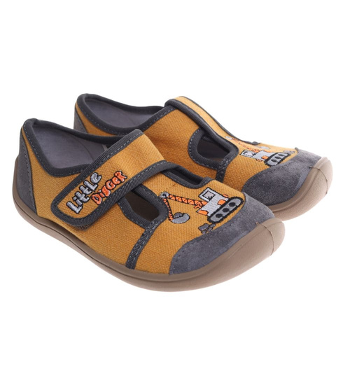 Żółte chłopięce tenisówki na rzep ost473