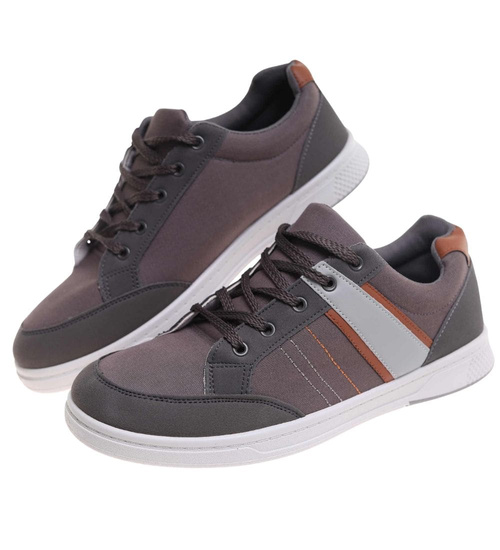 Wiązane szare trampki męskie /A5-2 17981 T236/