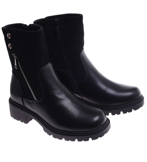 Czarne damskie botki workery /F10-3 18184 T434/