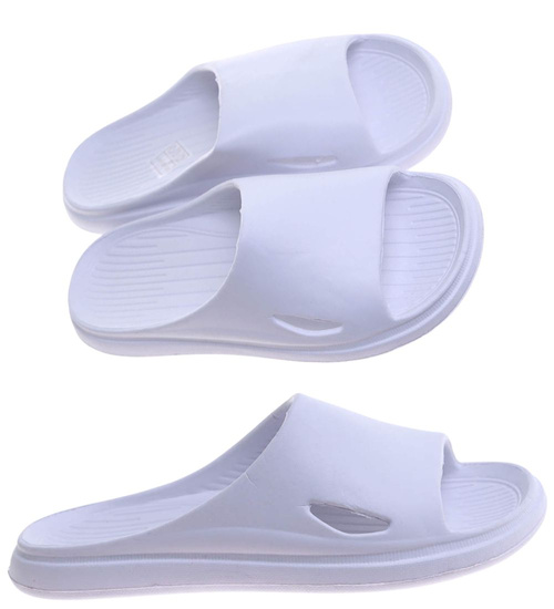 Białe wodoodporne klapki plażowe /E5-1 17419 S182/