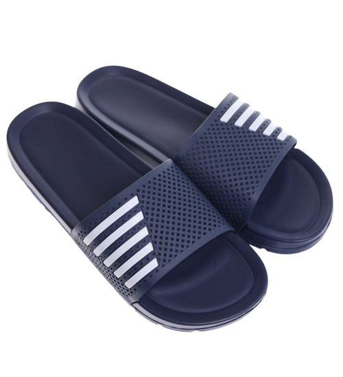 Granatowe wodoodporne klapki męskie plażowe /G4-1 18371 T188/