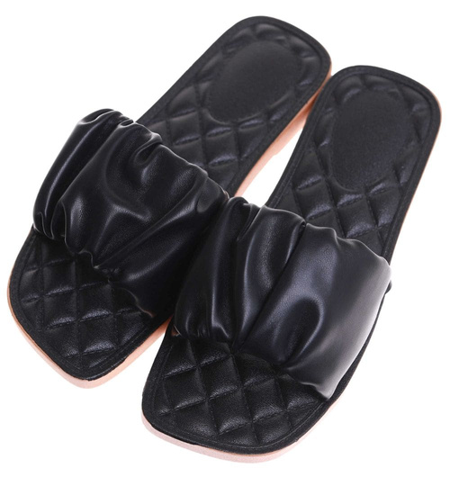 Czarne casualowe klapki damskie /G2-2 17738 W066/