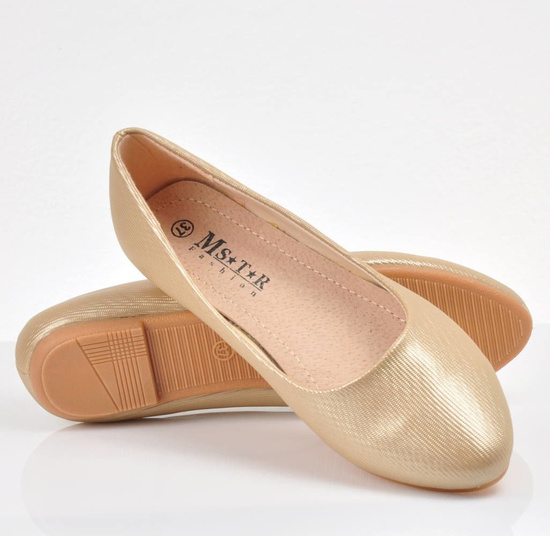 Modne damskie balerinki na wiosnę Beżowe /B6-2 2764 S122/