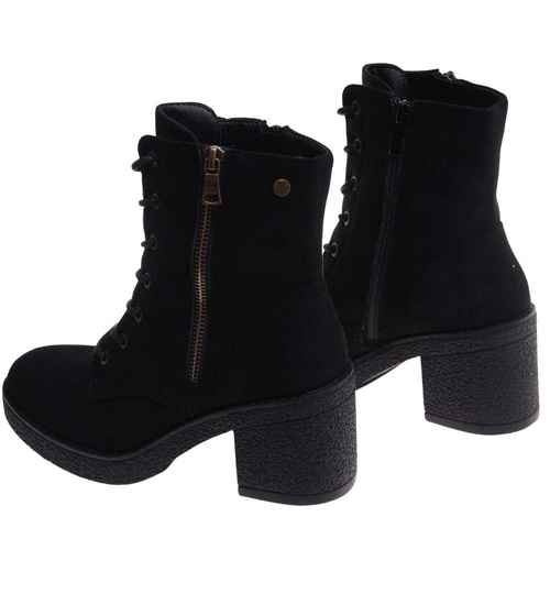 Czarne botki trapery na obcasie /G2-3 18225 W430/