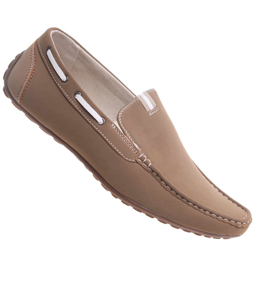 Mokasyny męskie Beżowe wsuwane półbuty /E9-3 17818 T345/