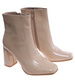 Beżowe botki damskie na słupku /G6-1 18152 T224/