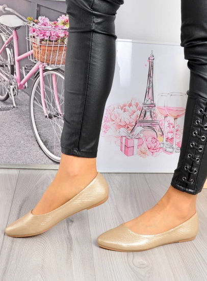 Modne damskie balerinki na wiosnę Beżowe /B6-2 2764 S122/