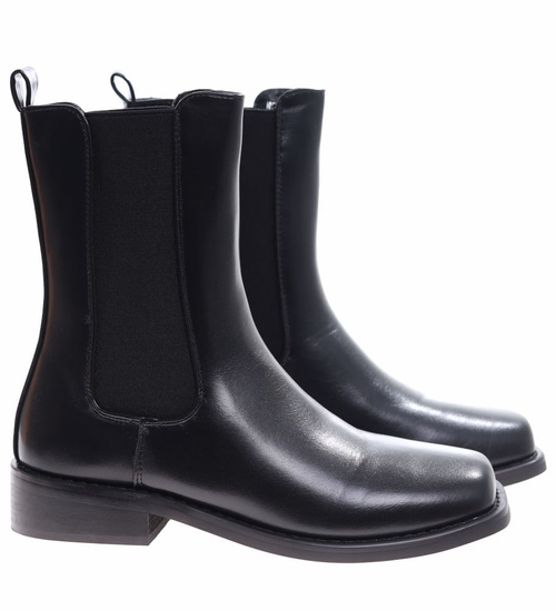 Wysokie czarne botki sztyblety z ociepleniem /F3-2 16927 S232/