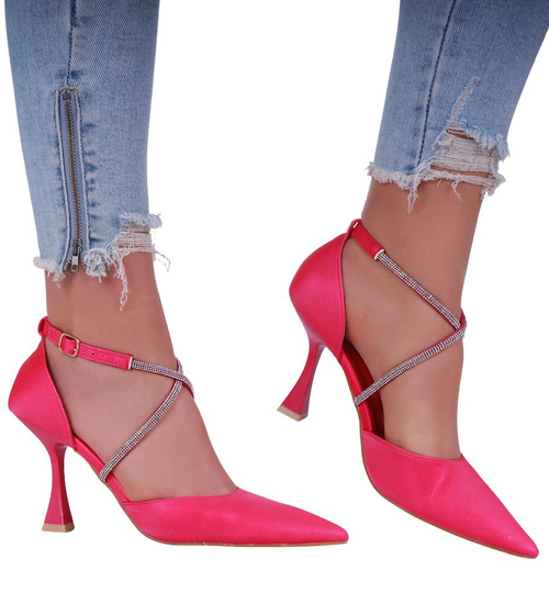 Fuksjowe czółenka szpilki z cyrkoniami /D3-3 17210 G121/