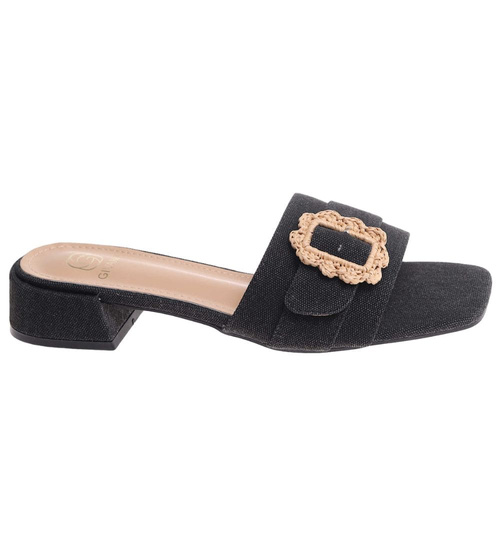 Klapki damskie na płaskim obcasie Czarne /G13-2 17841 G2856/