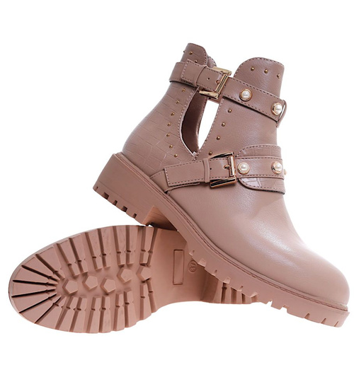 Wycięte botki damskie Cappucino /E7-3 13401 S290/