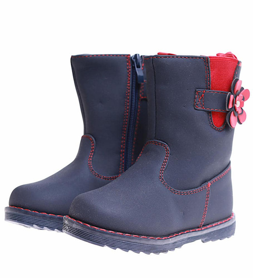 Ocieplane granatowe kozaki dziewczęce /A1-2 17144 T198/