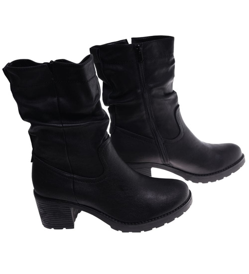 Damskie botki z wysoką cholewką Czarne ost490