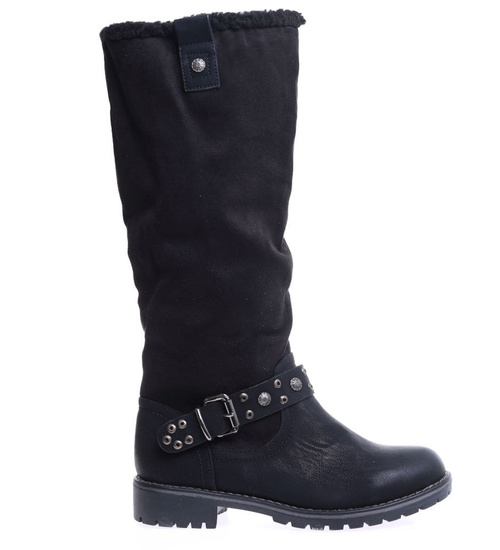 Ocieplane zimowe kozaki damskie Czarne /G3-1 15286 T426/