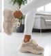 Sznurowane buty sportowe na platformie Beżowe /G3-1 17423 T891/