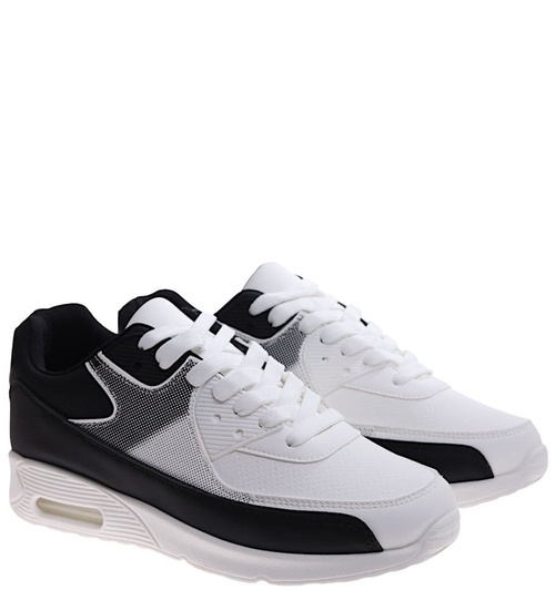 Czarno białe męskie buty sportowe /E8-1 16955 T482/