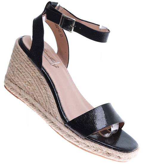 Sandały na koturnie Espadryle Black Chic /G9-3 16184 G280/