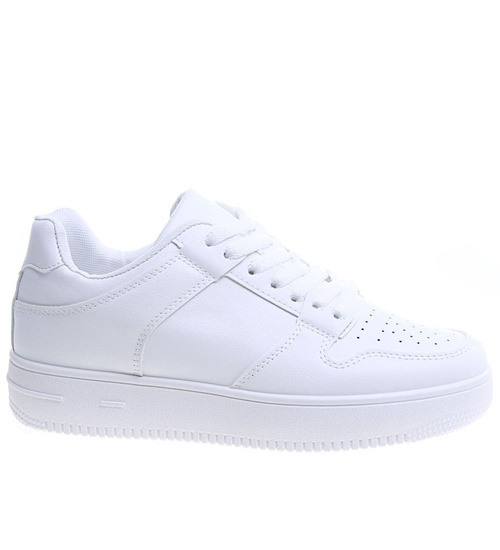 Białe damskie trampki na niskiej platformie /G2-3 13619 T484/