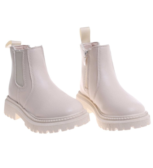 Beżowe dziewczęce botki sztyblety /E6-3 18600 T282/